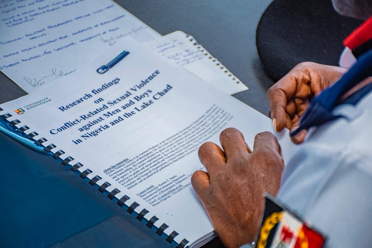 CDDWestAfrica's tweet photo. The @unibirmingham and @cddwestafrica team working on a project aimed at addressing SGBV against men and boys met with @official_NSCDC to explore the efforts of security agencies in tackling this issue.
#EndCRSV
#MenAndBoysMatter
#NoToSexualViolence
#UniBirmingham https://t.co/Ff0bG5ODol