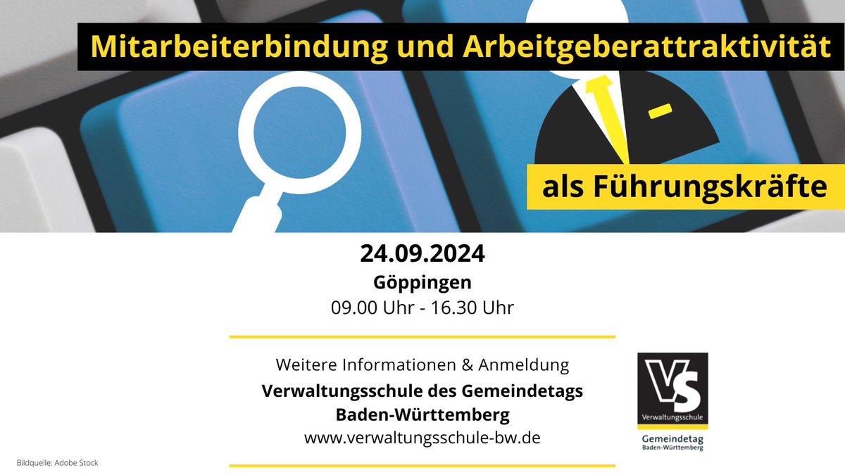Es gilt wichtige Zielgruppen anzuziehen, zu motivieren, Talente zu fördern und langfristig zu halten. Wie kann die Steigerung der Arbeitgeberattraktivität gelingen? Dies lernt Ihr im Seminar unserer Verwaltungsschule.
Mehr Informationen und Anmeldung unter verwaltungsschule-bw.de/veranstaltunge…