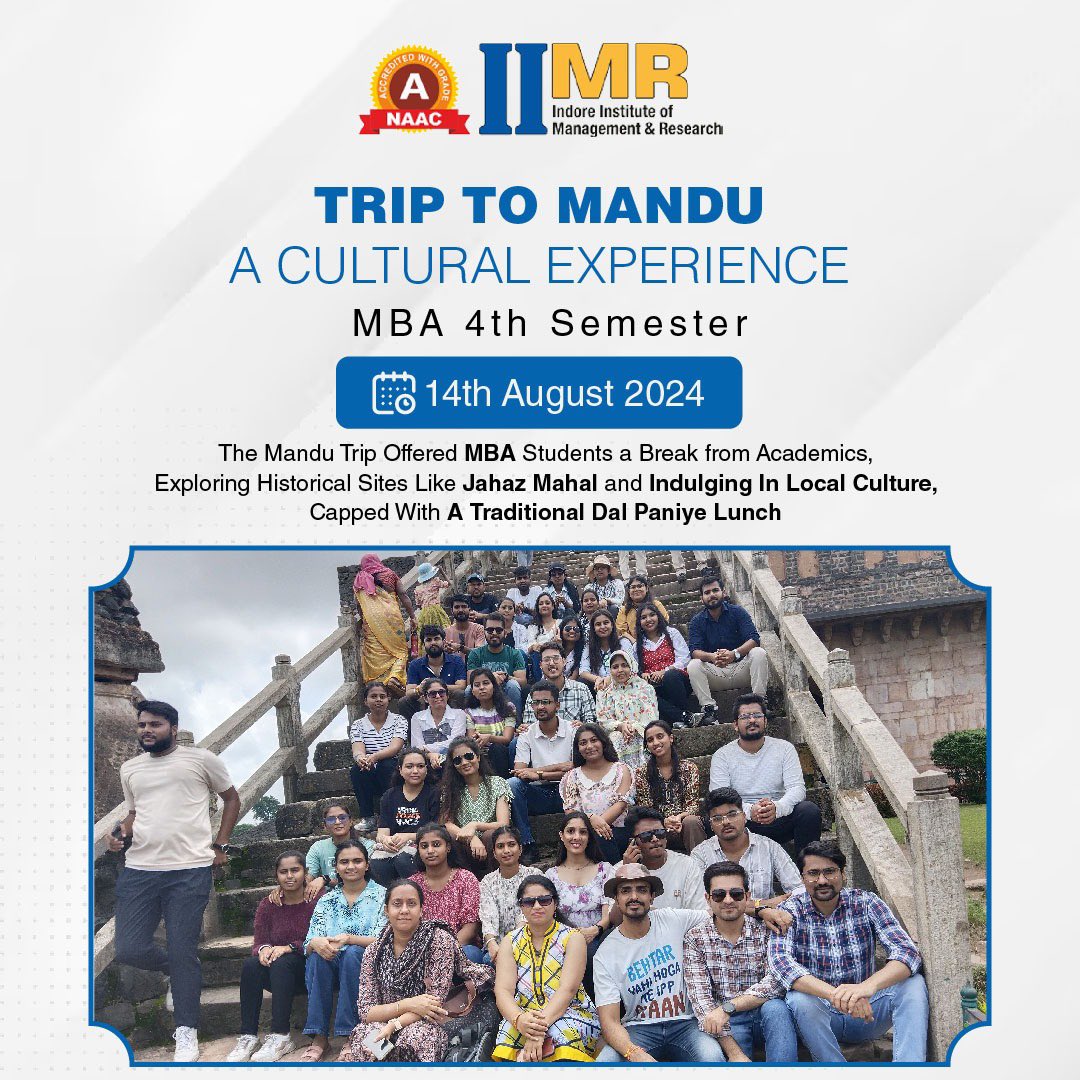 IISTIndore's tweet photo. A Day in Mandu: IIMR MBA Students Connect with History and Culture

On 14th August 2024, our #MBA 4th Semester students from IIMR took a well-deserved break from their academic pursuits to explore the historic and cultural treasures of Mandu. https://t.co/gzj3RVLkYW