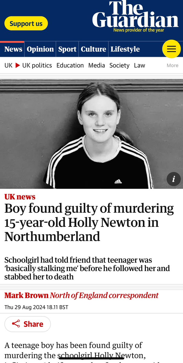 How many more??? .  This beautiful girl was 15 years old!  She was a gymnast. She loved animals 

The 17 year old has been found guilty of manslaughter yet they will protect her killer by not releasing his name.  Anyone who has killed should NOT be  protected!  

I thought