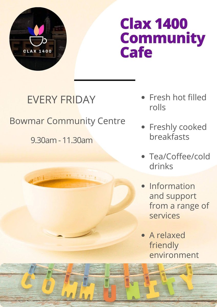 On next week at the #BowmarCommunityCentre. #FamilyLearning #CommunityCafe #BecauseofCLD