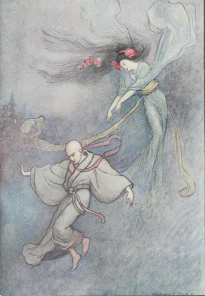 LfXAMDg4PE50i9e's tweet photo. ウォーリック・ゴーブルの「The bell of Doujyouji」（1910）です。なんのこっちゃ？と思われる方も「安珍・清姫伝説」と言えば解るのではないでしょうか。

超絶イケメン僧安珍は庄司の家に一泊の宿を求めます。そこの娘清姫は安珍を見て一目ぼれ。女だてらにがっつり夜這いを仕掛けます。しかし→続 https://t.co/DdREto85mk