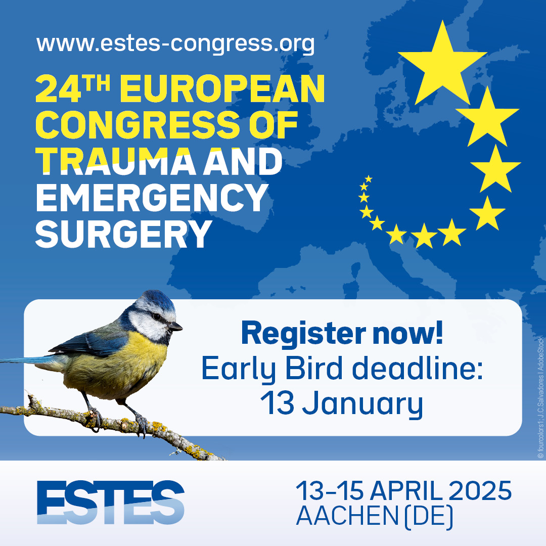 estesonline's tweet photo. Register now for #ECTES2025!
🤗 Benefit from the early bird prices and sign up now.
👉 https://t.co/eVuR2FNJi2
#ECTES2025 #ESTES #TraumaSurg #Surgery #emergency #rescuesurgery https://t.co/ooONBpLpV3