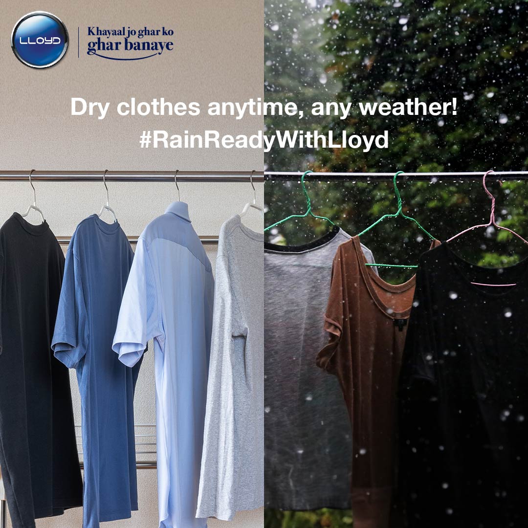 MyLloydIndia's tweet image. With IntelliSteam, no rain can slow you down! 🌧️👕

#Lloyd #KhayalJoGharKoGharBanaye #LloydWashingMachine #IntelliSteam