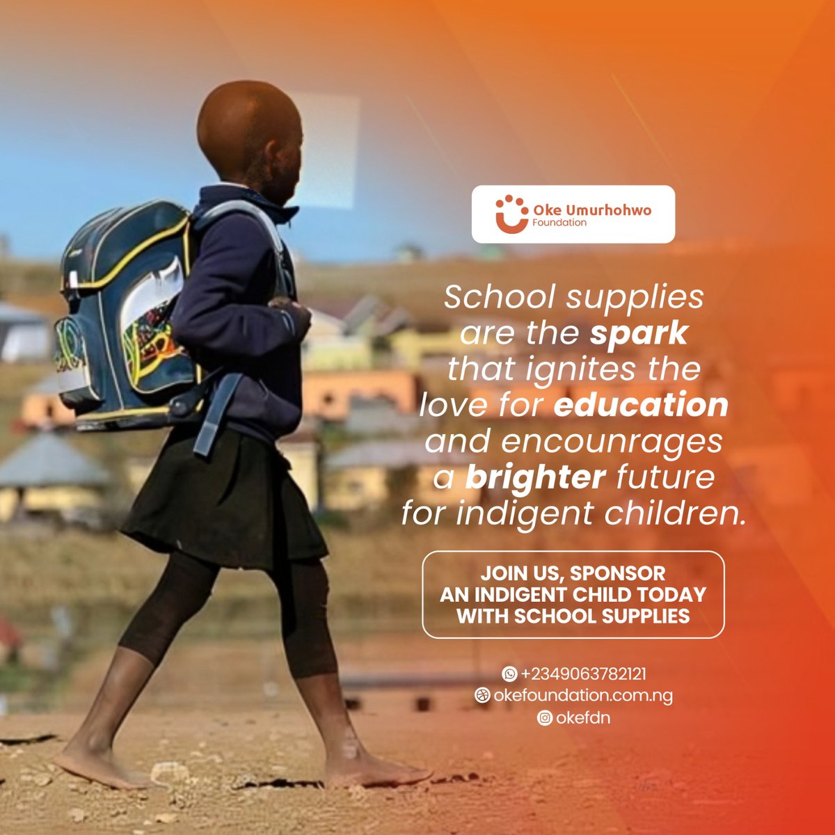 festus_omarayen's tweet image. Equipping a child for success involves giving them the right school supplies...
Support our Back to School Project today. For more info, 
send us a WhatsApp message on 09063782121.
OR
Donate to 
Oke Umurhohwo Foundation 
1217670213 
Zenith Bank. 
#BackToSchool 
#SupportLearning