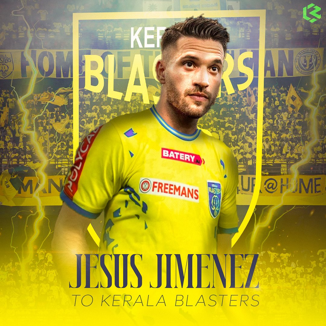 kbfcxtra's tweet photo. 🚨| OFFICIAL: Kerala Blasters announced signing of Jesus Jimenez till 2026. ✍️🇪🇸 #KBFC https://t.co/Mk7guba1l5
