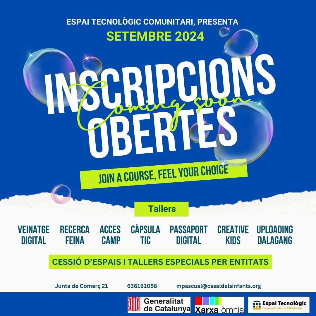 Ben aviat! al #espaitecnologic posem en marxa totes les formacions i tallers. Descobreix les novetats i apropa't i descobreix les novetats #xarxaomnia