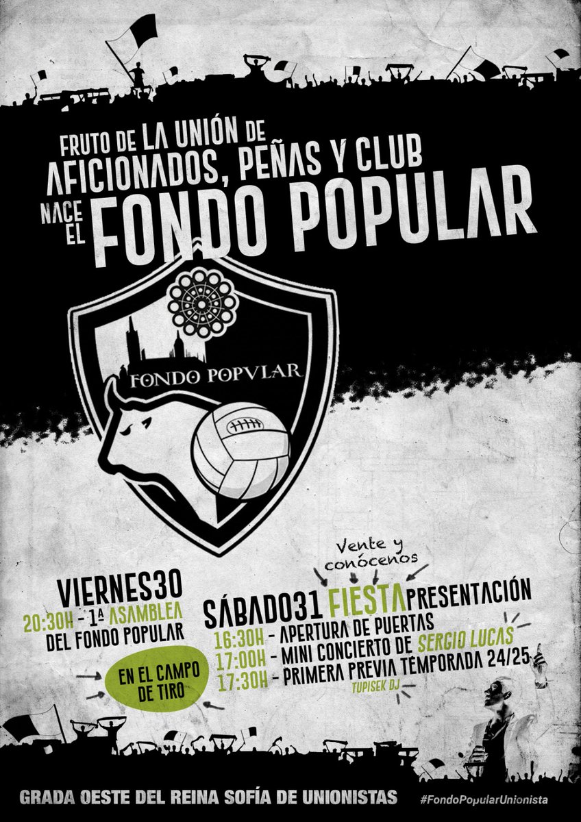Os esperamos a todas y a todos esta tarde en el Campo de tiro. 
Comienza una etapa que debe seguir dando muchas alegrías a la animación de <a href="/UnionistasCF/">Unionistas de Salamanca CF</a> 
A partir de las 20'00 puertas abiertas.
