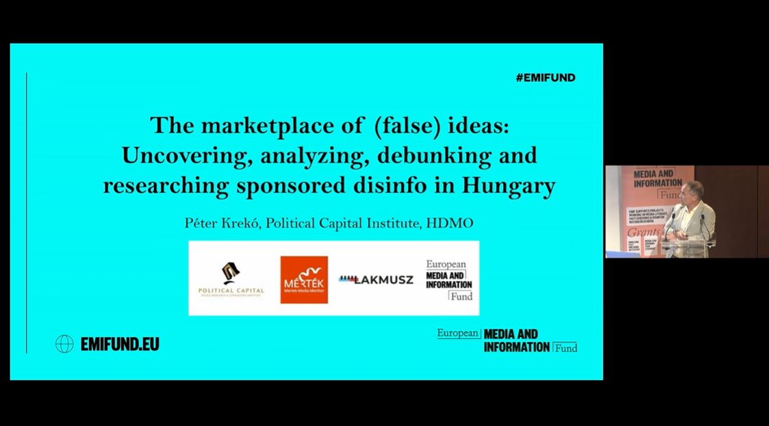 HdmoHub's tweet image. 📢@peterkreko, director of @Pol_Cap, attended the #EMIF event in July to present the main results of their joint project in cooperation with @lakmusz_hu and @MertekMonitor.
📽️Watch back the sessions 'Tuesday, 16 July, morning' from 1:34:16: gulbenkian.pt/emifund/news/s…