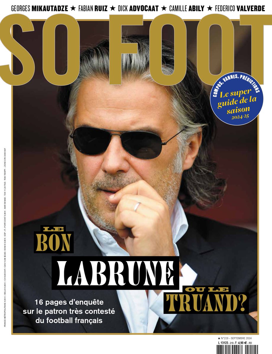 🕶️ Pour comprendre comment et pourquoi Vincent Labrune a envoyé le foot français dans le mur, il faut d'abord comprendre qui est Vincent Labrune.

En kiosque le 5 septembre.

➡️ S'abonner : abonnement.sopress.net/common/product…
➡️ Version digitale : sopress.net/#kiosque