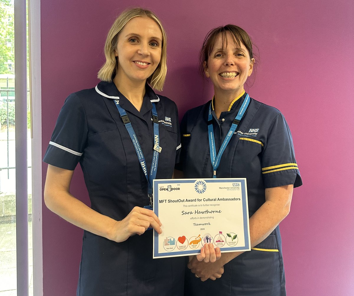 Congratulations to the latest R&amp;I colleagues who have been recognised with a <a href="/MFTNhs/">MFT NHS</a> Cultural Ambassador award 🏆.

This includes:

🌟Charlene Hyde, Clinical Trials Coordinator for Goals and Performance

🌟Sara Hawthorne, Gynaecology Research Nurse Manager for Teamwork