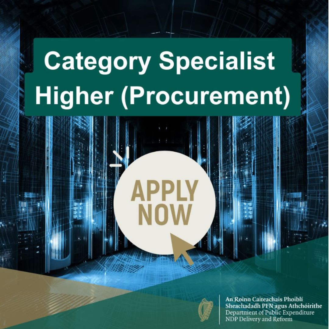 Are you interested in buying on behalf of Government?

💼The Office of Government Procurement <a href="/procurement_ie/">Office of Government Procurement</a> is looking for talented people to join the team as Category Specialist Higher (Procurement).

💻 Apply: tinyurl.com/bddrz9rv

#CareersThatMatter