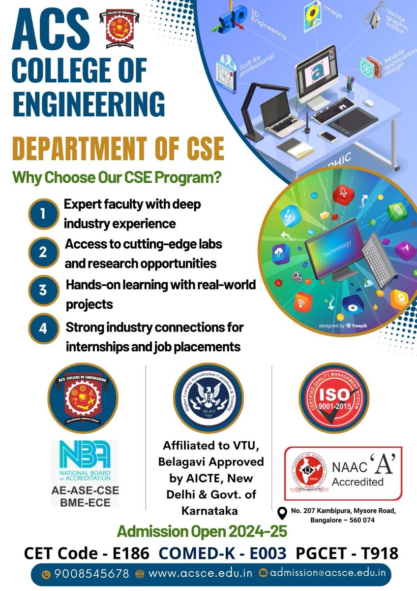 acscebangalore's tweet image. #ACSCE #CSE

💻 Shape the Future of Technology! 💻

Are you ready to lead the next wave of technological innovation? 

Join our #Computer_Science_and_Engineering (#CSE) Program and gain the skills and knowledge to build tomorrow&apos;s digital world.