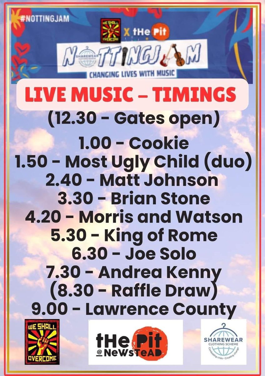 Saturday 31st August beckons … <a href="/thepitmicropub/">The Pit Micropub</a> #Newstead 👀
Come enjoy a day of music, beer, family entertainment and #Community  🤝 via <a href="/WSO_Notts/">WSO_NOTTS</a> 🙌
A charity event on behalf of <a href="/SharewearUK/">Sharewear Clothing Scheme</a> 
Catch us closing the event at 9pm after the raffle 🤠🎶💚