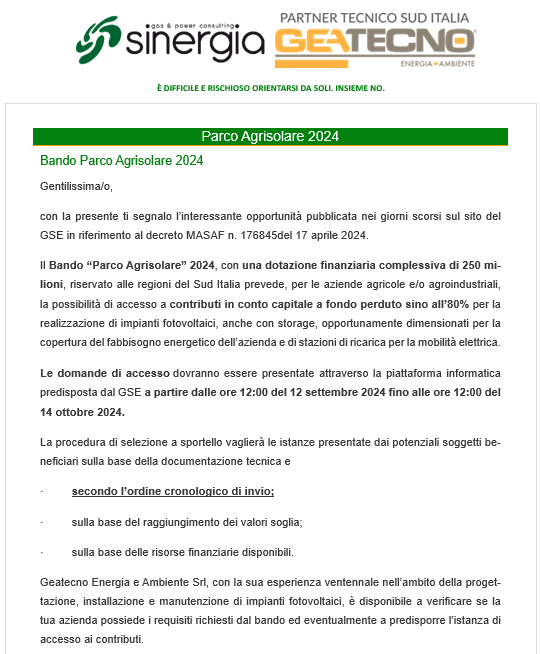 A tua completa disposizione per informazioni.

Contattaci per un appuntamento all'indirizzo mail: keyenergy@geatecno.it
<a href="/geatecno2010/">Geatecno Energia e Ambiente Srl</a>