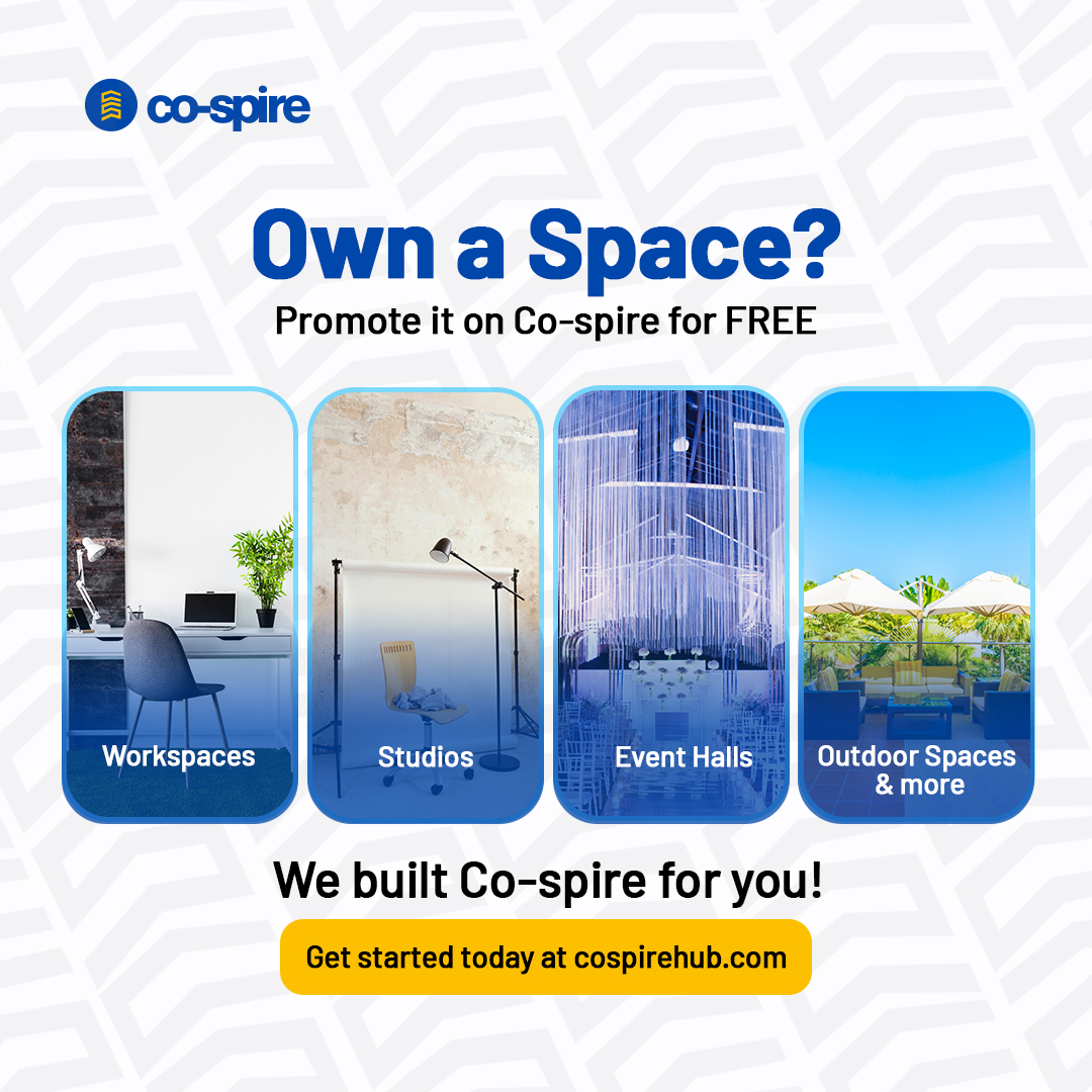 Cospirehub's tweet image. Own a Space? Promote it for FREE on Co-spire! Studios, Event Halls, Workspaces &amp;amp; More. 

Start Today at cospirehub.com

#OwnASpace 
#CoSpireHub 
#EventSpaces 
#WorkspaceSolutions 
#StudioRental 
#BusinessGrowth
