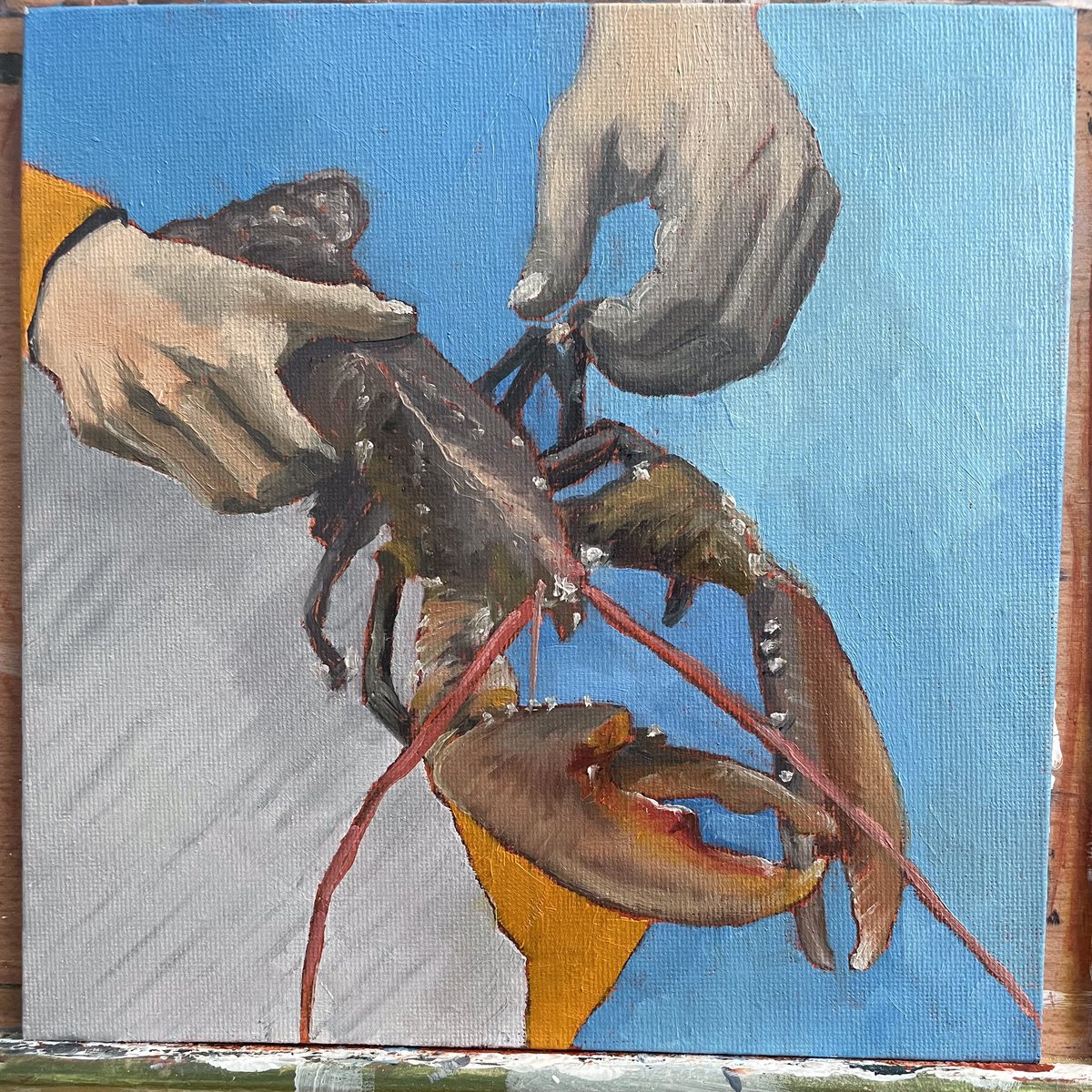 dumbandirty's tweet photo. Fresh #lobster #staithes #oilpainting #art https://t.co/kMOSVk4Gbt