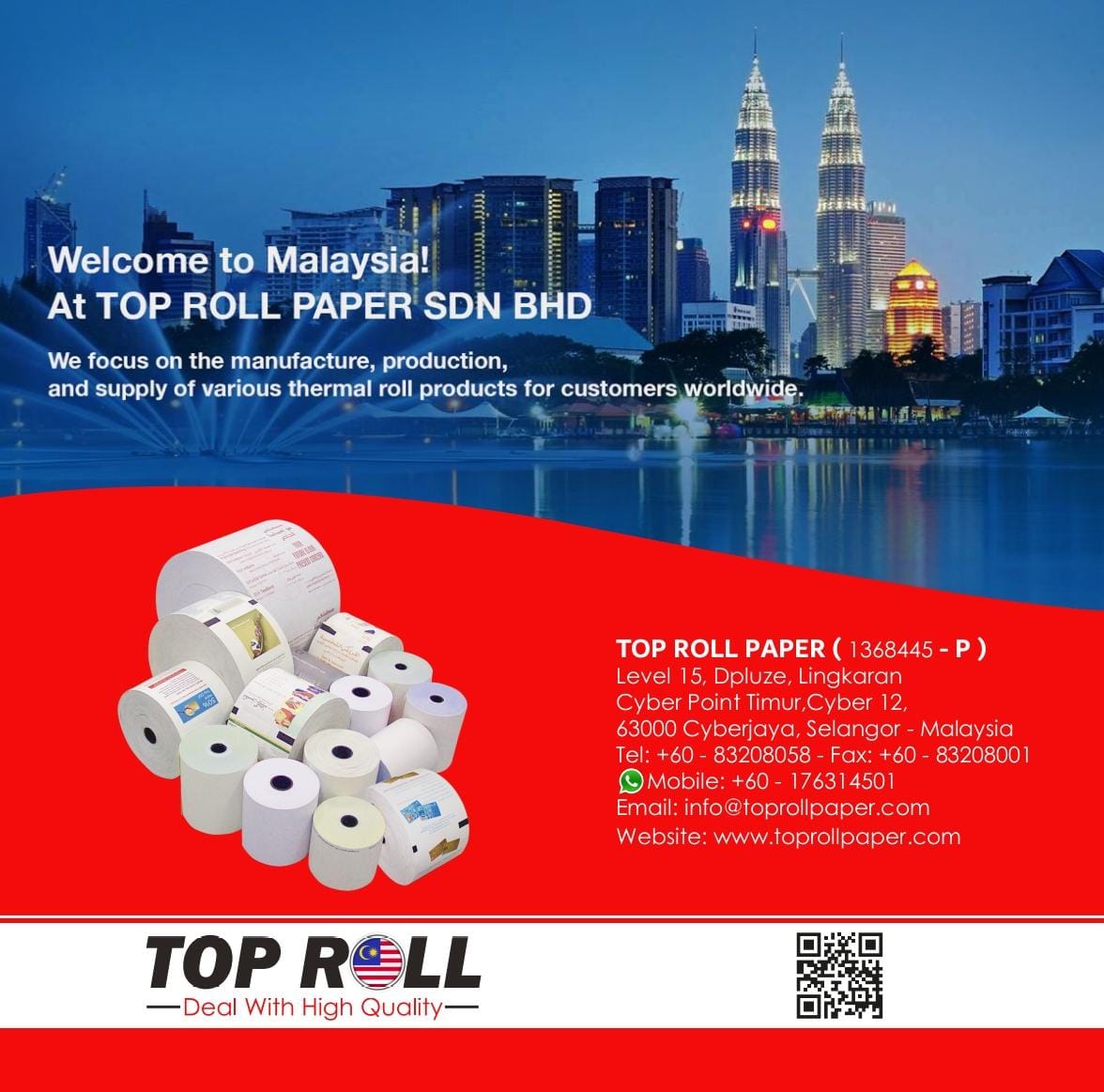 TopRollPaper's tweet photo. We focus solely on printing solutions, using the finest BPA-free paper materials 🇲🇾
#toprollpaper #thermalpaper #pos #cashregister #possystems #possupplies #bpafree #malaysia #usa #canada #uk #australia #ksa https://t.co/9vPUcAubJ8