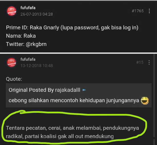 MurtadhaOne1's tweet photo. DIbongkar netijen🤣

Fufufafa 2018                                Fufufafa 2024 https://t.co/Snd9xx3Id5