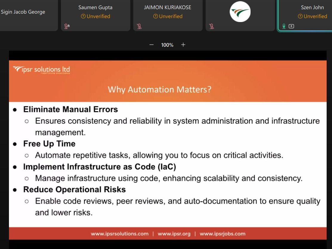ipsr_solutions's tweet image. Day four of Gen AI Integrated International Online Workshop on Cloud and DevOps!
#cloudanddevops #ansible #onlineworkshop