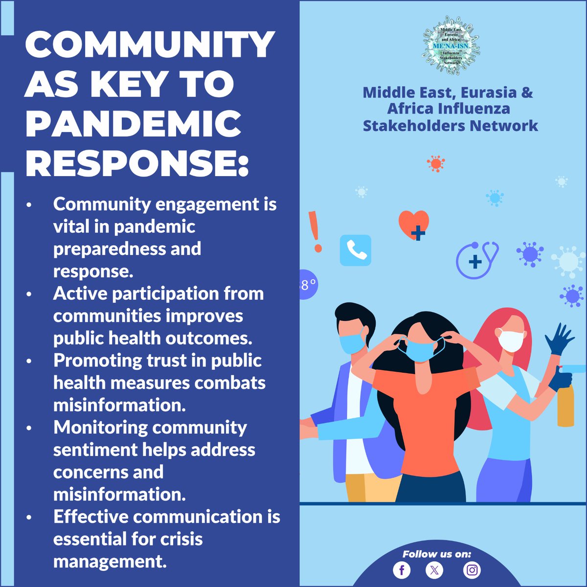 Mena_Isn's tweet image. Communities are the cornerstone of pandemic preparedness and response. Engage, trust, and communicate effectively to safeguard public health. Together, we can combat misinformation and manage crises with resilience. #PandemicResponse #CommunityEngagement #PublicHealth #viral