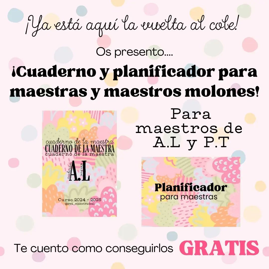 EvaMuelasMora's tweet photo. ¡Holi! Acabo de compartir en mi Instagram @eva_maestradeal el nuevo PLANIFICADOR y CUADERNO PARA MAESTROS/AS DE A.L Y P.T de este curso 🙌🏼 Es gratis, pasad y mirarlo 🩷 Un RT me ayuda mucho a que llegue a más gente 🩷🔊 Muchas gracias 🫶🏼 https://t.co/lNJbnoGUi8