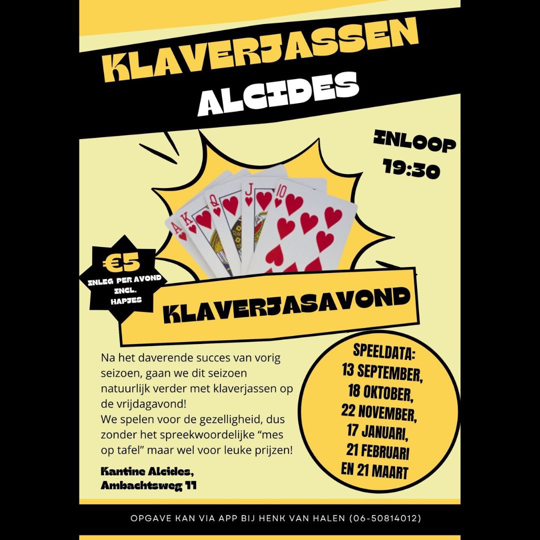 Komen jullie ook dit seizoen weer klaverjassen?! 🃏💛🖤