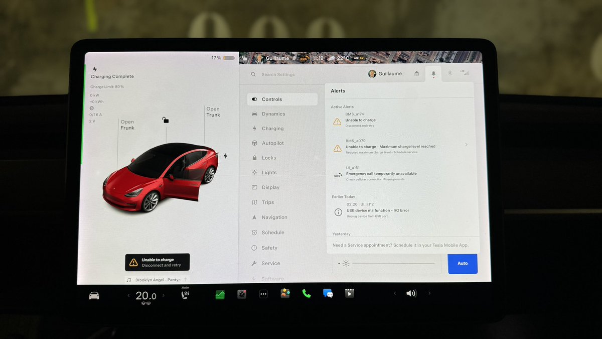 TeslaStars's tweet image. Here is error BMS_a174 for you ⚠️

All because Tesla hasn’t been able to replace my battery (under warranty) for the past 6 weeks and keeps postponing the replacement date. This is my work tool and I can’t work anymore 🤬

Will it last another two weeks or two months, or more? 😤