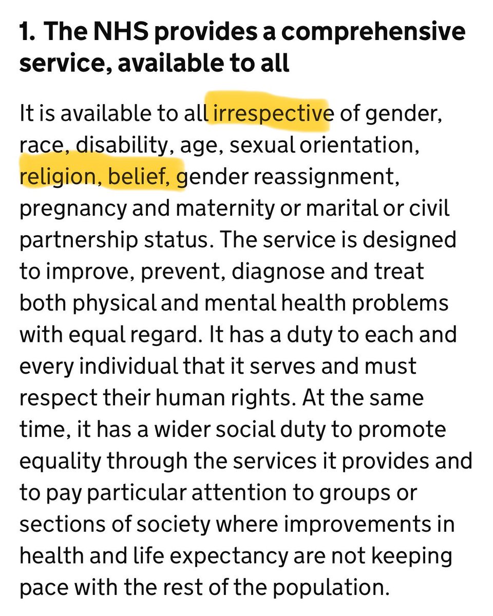 The 1st principle of the NHS: “available to all irrespective of religion and belief”

If people are discriminated against based on religion or belief as Minister Jess Phillips seems to boast about here, we should be very worried

Any comment from <a href="/wesstreeting/">Wes Streeting</a> or <a href="/NHSEngland/">NHS England</a>?