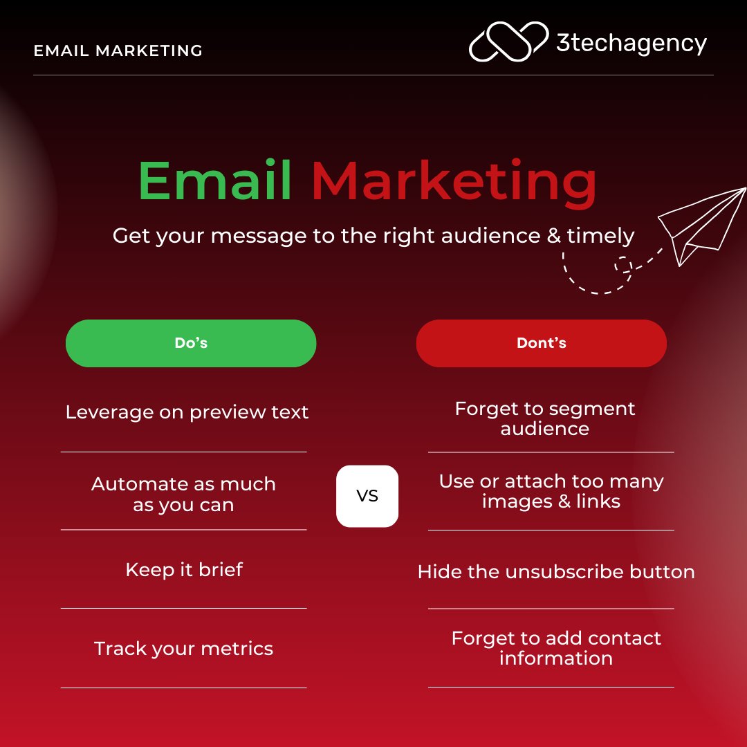 3techagency's tweet photo. Craft captivating subject lines, personalize content, and leverage automation for effective email marketing that engages your audience and drives results.

#EmailMarketing #DigitalStrategy #MarketingTips #DigitalMarketing #Hubspot #Automation #Advertising https://t.co/fC4SK08Kco