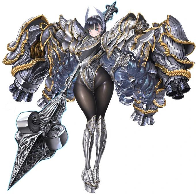 エデンズリッターグレンツェにて新キャラ「リッター・ヴァサゴ(ティサーリア・オルディナ)を描かせてもらいやした('▽')コンセプトは「戦乙女」「聖女」「アーマーナイト」です。鎧は「鋼と炎の百合の花」をイメージしてデザインしまんた('▽')#エデンズリッターグレンツェ 