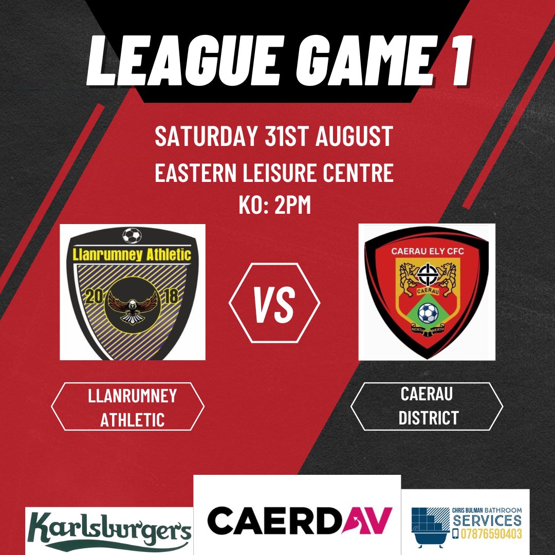 CaerauDistrict's tweet image. League Game 1 ⚽️

After a successful pre season and some good signings,  we are looking forward to our first league game of the season away to Llanrumney Athletic. Come and show your support 🔴⚫️