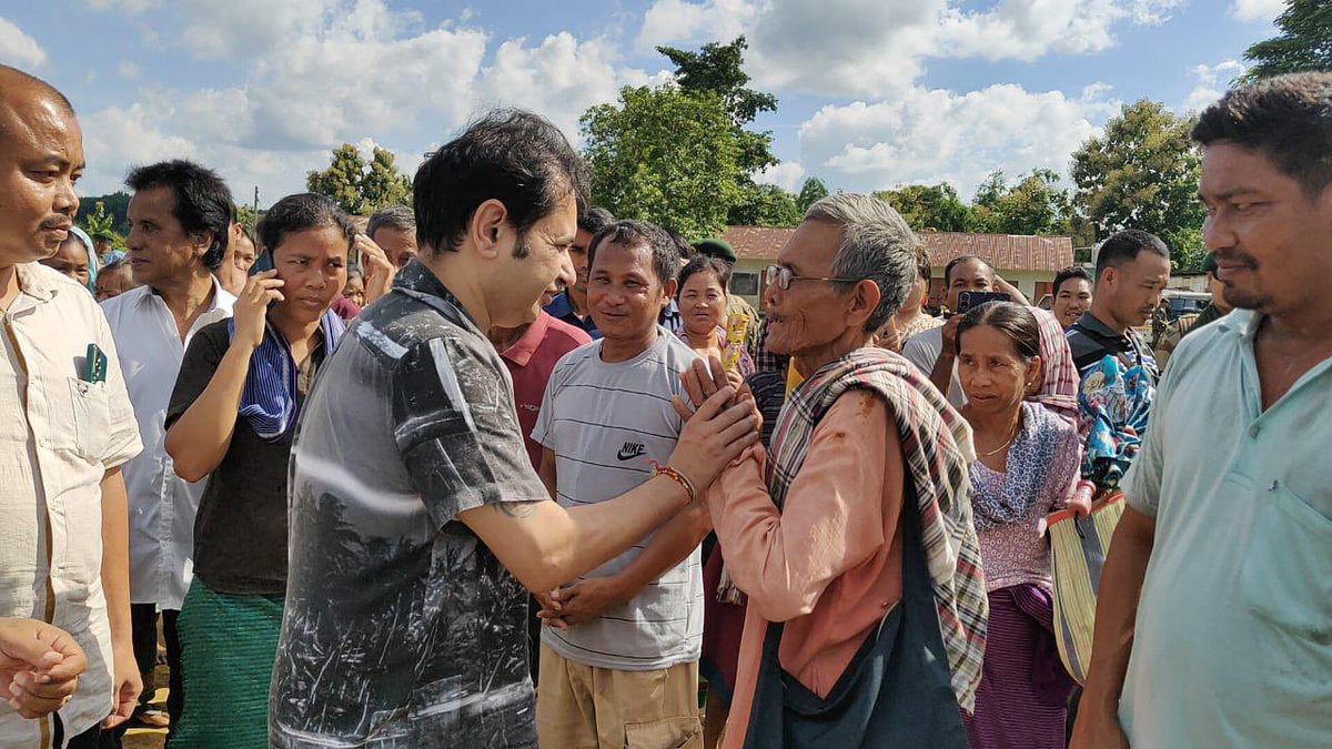 PradyotManikya's tweet photo. Visited the shelter at Dalak school at amarpur area and met and interacted with all the affected families there . We will help them build their homes to the best of our ability and together with everyone https://t.co/MQ277AiaAq