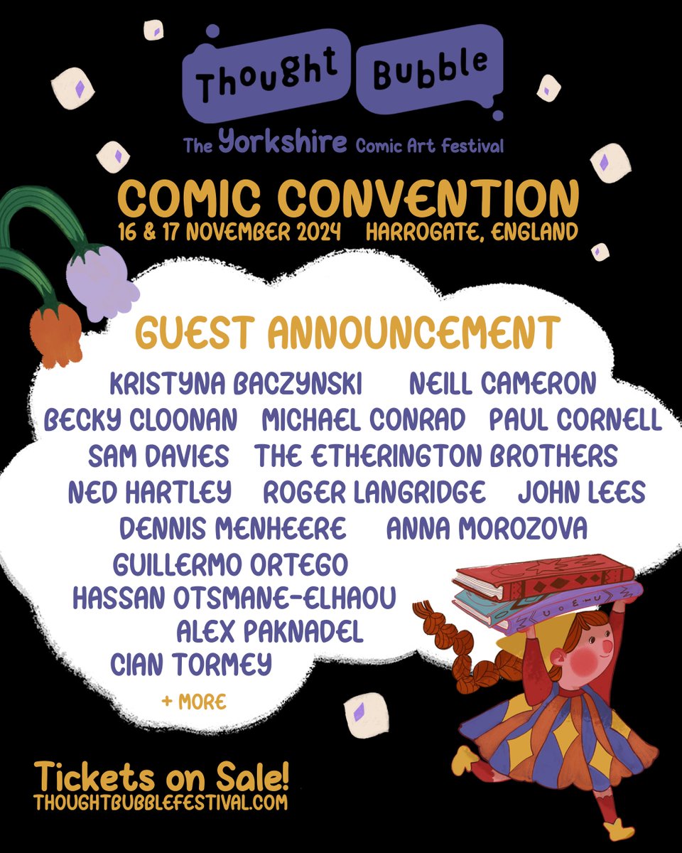 🚨 MORE GUESTS🚨  With just over 10 weeks to go, we are happy to share TWO more batches of incredible comic creating guests with you. 

See ALL the guests: thoughtbubblefestival.com/guests
Grab your tickets: thoughtbubblefestival.com/tickets