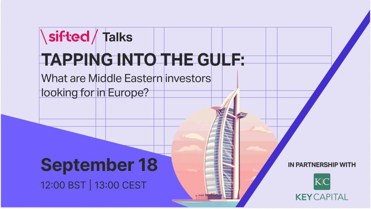 Siftedeu's tweet image. How can European founders tap into Gulf investment? How do you know if it’s right for your startup?

Tune in here to find out 👉 sifted.eu/talks/tapping-…

#keycapital #thegulf #siftedtalks #startups