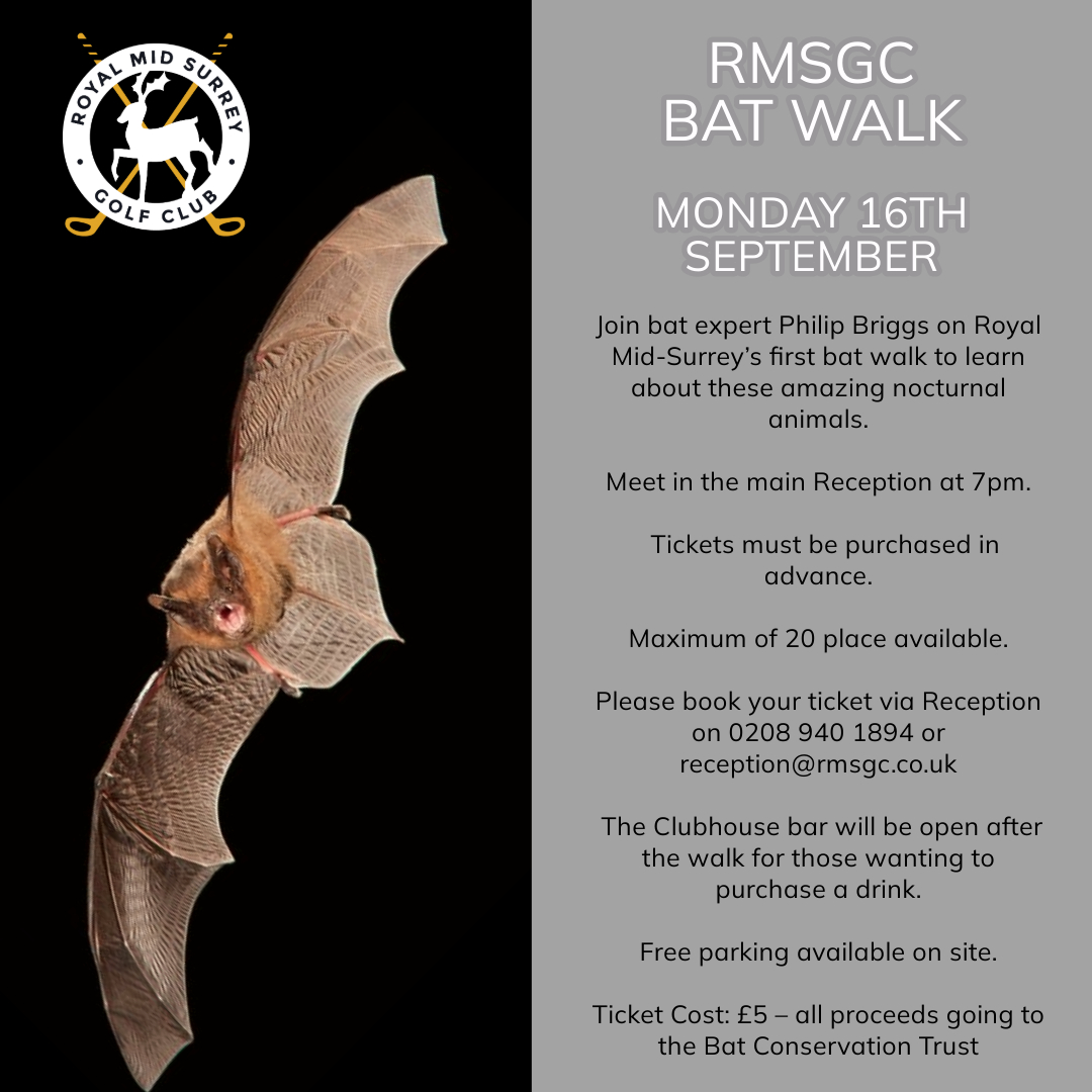 Royal Mid-Surrey GC (@royalmsgc) on Twitter photo Excited to announce we're hosting our first bat walk <a href="/rmsgc_course/">RMS-Greens</a> on Monday 16 September 7pm. Tickets must be purchased in advance. See poster for further details #bats #ecology #biodiversity #richmonduponthames Excited to announce we're hosting our first bat walk <a href="/rmsgc_course/">RMS-Greens</a> on Monday 16 September 7pm. Tickets must be purchased in advance. See poster for further details #bats #ecology #biodiversity #richmonduponthames