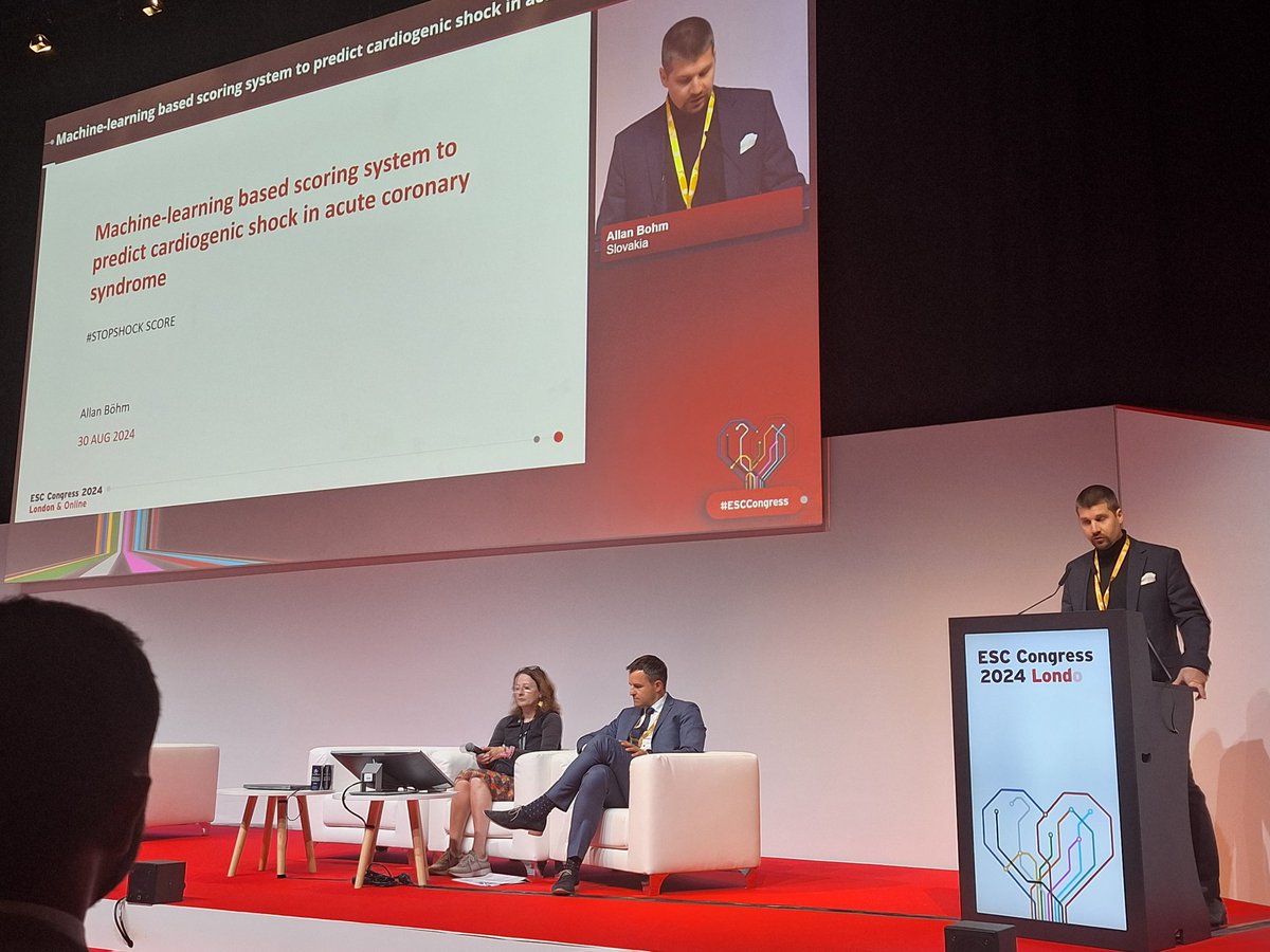rafavidalperez's tweet photo. Predicting #cardiogenicshock by #MachineLearning #stopshock app presented by @Allan_Bohm #ESCDigital #ESCCongress @escardio #cvAcute methods https://t.co/gpw9VuNBLP