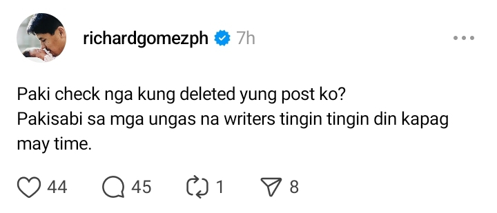 GManicurist's tweet photo. Mas UNGAS  yun nag delete diba? BOBO !  DUWAG ka pa! Di mo pala kaya panindigan statements mo! @1richardgomez1 ULOL https://t.co/TwKGvvc10q