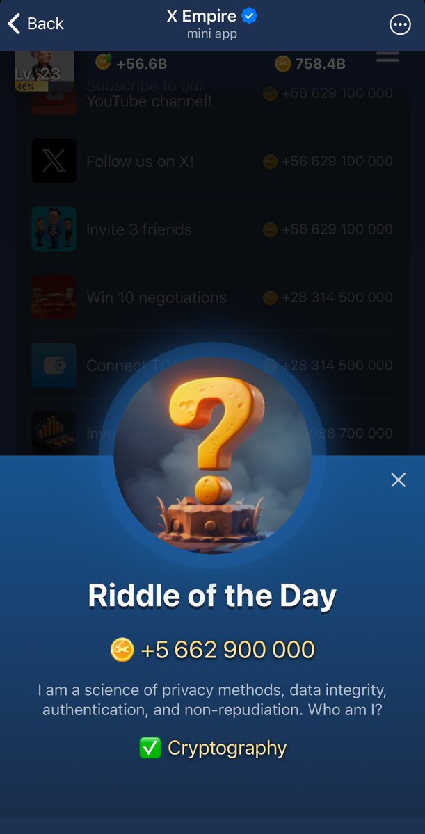 cryptodraw_info's tweet image. 🔥 X Empire  🚀🚀🚀 @xempiregame ❣️

 🔥 Follow this post, like and share so that everyone can benefit ‼️🥳

👉 Riddle of the day 
👉 Rebus  
👉 Video Code Episode 30☑️ 64930
👉 Daily Combo

„For Free” is a fair price for crypto 🤫 

#NOT #notcoin #TAPSWAP #HAMSTERCOMBAT…