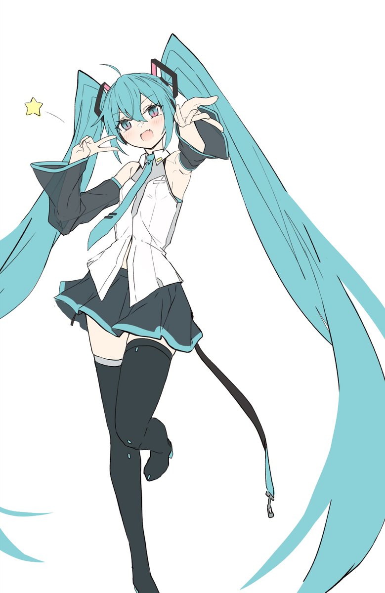 初音ミク 「ツインテでっかく猫っぽく」|小鳥遊啓のイラスト