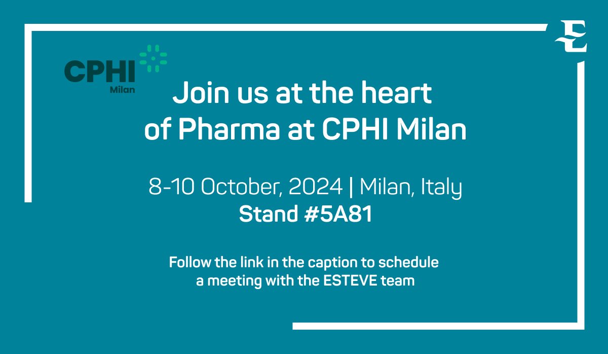 ￼ We’re excited to be at #CPHI2024! Meet us at Stand 5A81 to discuss collaborations in #Pharma and #Healthcare. Schedule a meeting with us: esteve.com/global/contrac…

#Innovation #CMO #ESTEVE