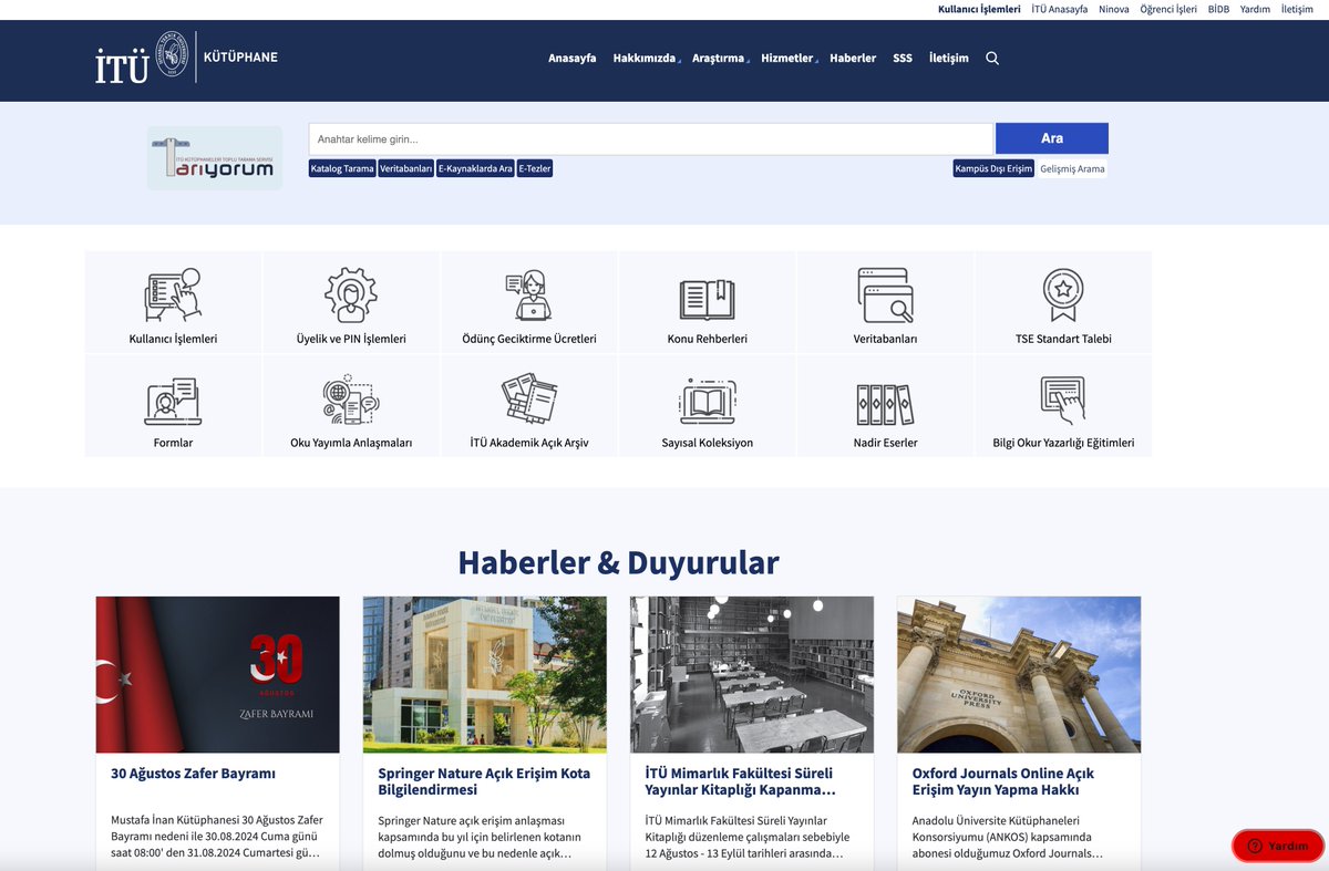 itubidb's tweet image. Kütüphane web sitesi yenilenen arayüzü ve tasarımı ile hizmetinizde kutuphane.itu.edu.tr
@LibraryITU
@itu1773
@RadyoITU
@ProfHasanMandal