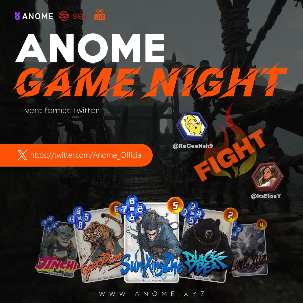 🃏 Anome Game Night!     

🗓️On every Friday, we are hosting an exciting card battle live stream X! Join us on August 30th at 1:30PM (UTC+2) this week with @ItsElisaY and  <a href="/ReGeeNah9/">reginaCC</a> to showcase your strategies and skills, and compete for victory!    

🎁 Don't miss this chance