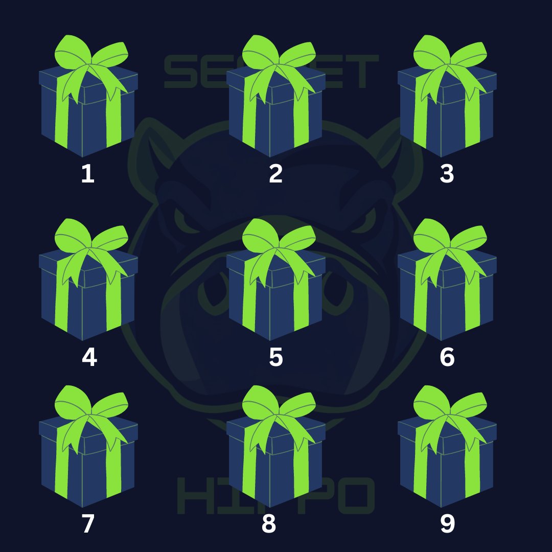 Honestpepeshill's tweet photo. 🎁 Mystery Box 🎁

Pick a number from 1- 9 and drop it in the comments below 👇

Each box holds a secret surprise... 💰🪂

Follow + Retweet to unlock your prize! 🤑🚀

#SecretHippoSociety #CryptoGiveaway #MysteryBox https://t.co/6LKDhdg1ib