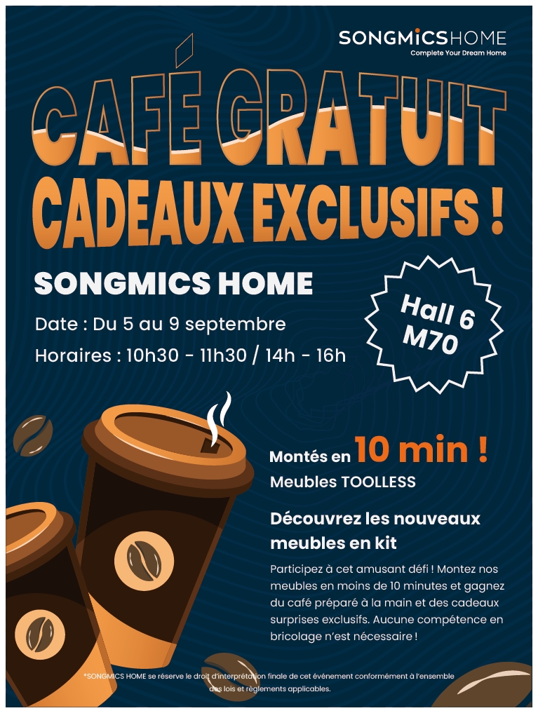 SONGMICSHOME's tweet photo. Rejoignez notre défi amusant ! Assemblez nos meubles en moins de 10 minutes et découvrez vos incroyables potentiels ! Gagnez un café fait main gratuit et des cadeaux exclusifs. 🎁☕️
📧pr@songmicshome.com pour une ENTRÉE GRATUITE ! https://t.co/ZOTg0rNOXb