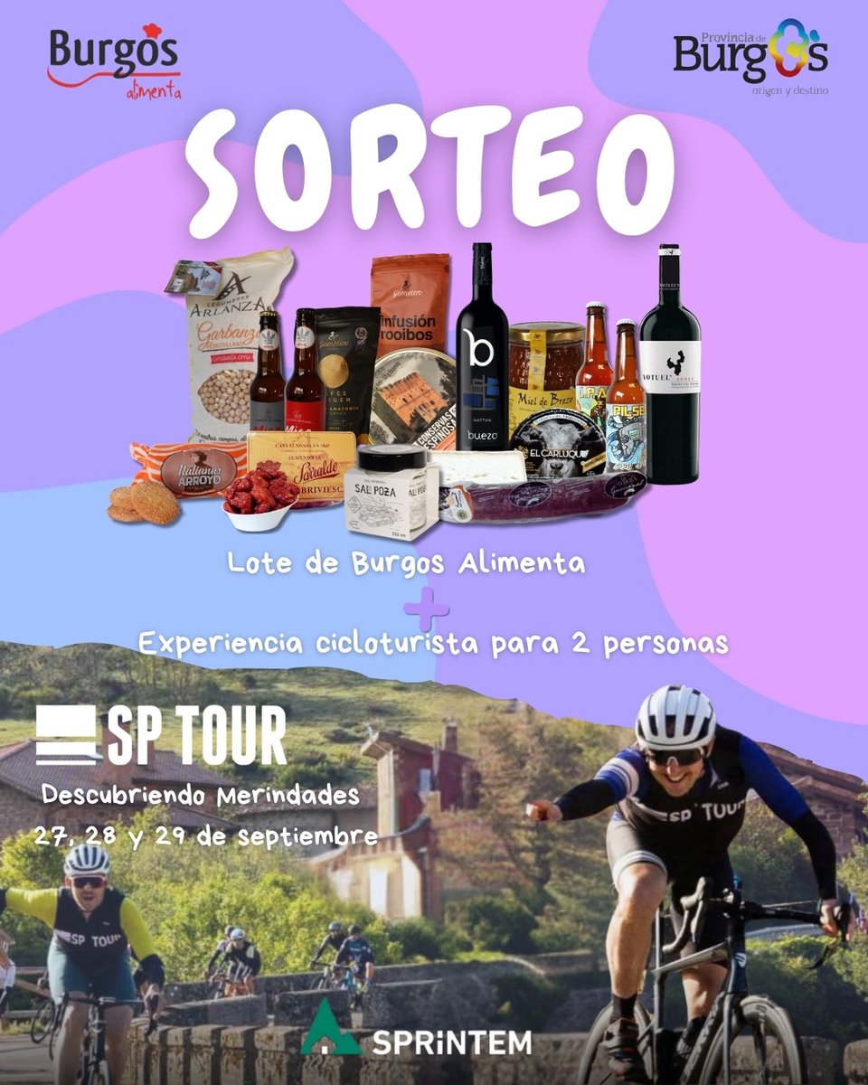 Hemos lanzado un concurso en los de perfiles de Instagram de <a href="/BurgosAlimenta/">Burgos Alimenta</a> y <a href="/BurgosTur/">Burgos Origen y Destino</a>  para ganar un lote productos gastronómicos y una experiencia cicloturista.Queremos que conozcan y disfruten nuestra provincia!