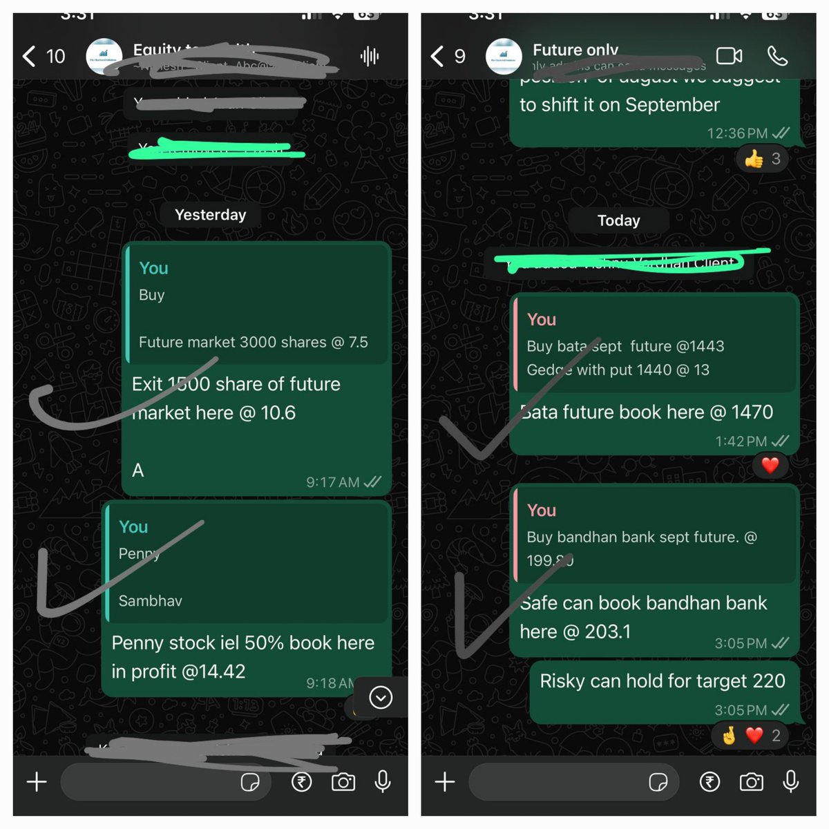 Surendraanalyst's tweet image. #Premium_Group 
These calls hit in our premium group 
2 in future only group
2 in equity group 
#bata
#bandhanbank
#fmnl
#iel
Screenshots attached 

If one want to join premium group can WhatsApp @9928524806