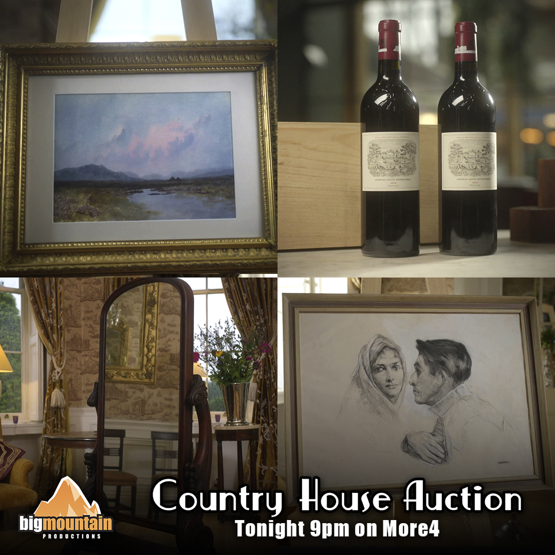 Tonight on #CountryHouseAuction... 
A Sean Keating sketch and a case of wine take stage in today's auction, alongside 10 beautiful paintings by Percy French. Tessa and Robin look forward to a new castle member.