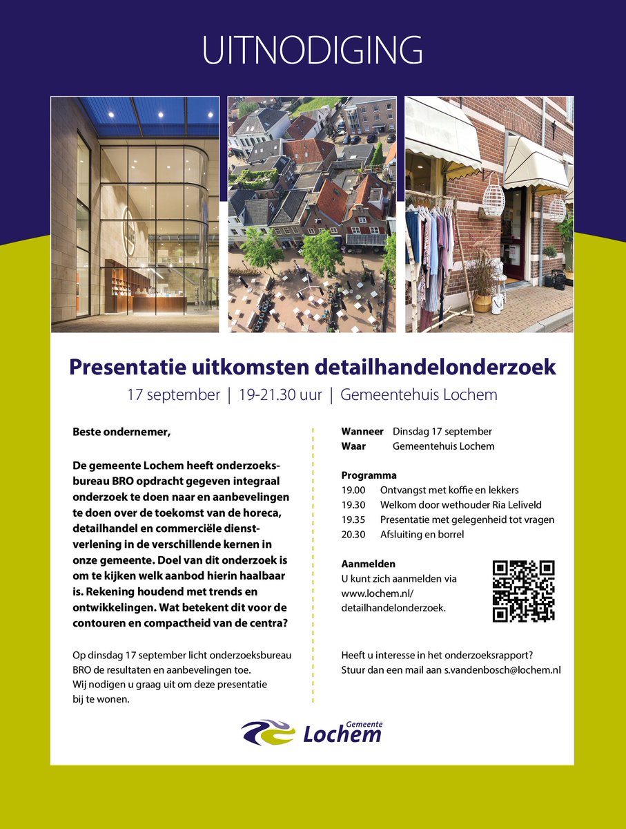 Bent u ondernemer en benieuwd naar de resultaten van het detailhandelonderzoek? Kom dan op 17 september om 19.00 uur naar het gemeentehuis. Aanmelden kan via obi41.nl/3vr4cy6v