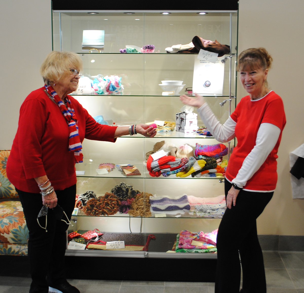 Handmade items for sale in our gift case!